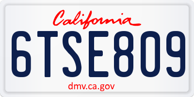 CA license plate 6TSE809