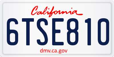 CA license plate 6TSE810