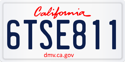 CA license plate 6TSE811