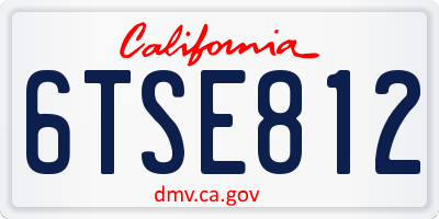 CA license plate 6TSE812