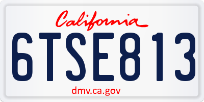 CA license plate 6TSE813