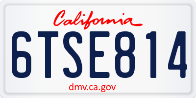 CA license plate 6TSE814