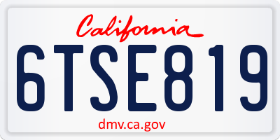 CA license plate 6TSE819