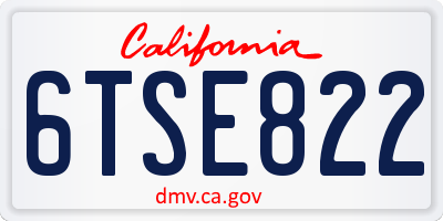 CA license plate 6TSE822