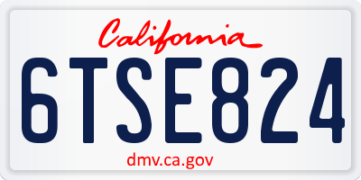 CA license plate 6TSE824
