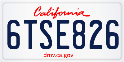 CA license plate 6TSE826