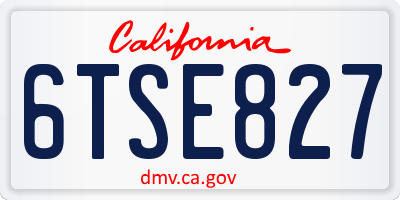 CA license plate 6TSE827