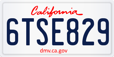 CA license plate 6TSE829