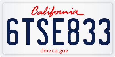 CA license plate 6TSE833