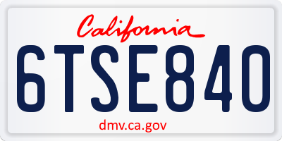 CA license plate 6TSE840