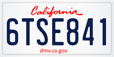 CA license plate 6TSE841