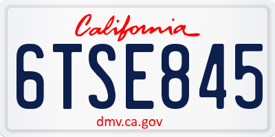 CA license plate 6TSE845