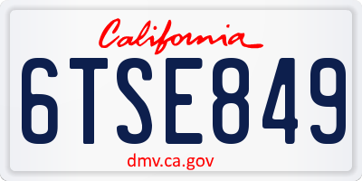 CA license plate 6TSE849