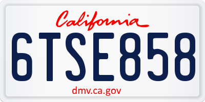 CA license plate 6TSE858