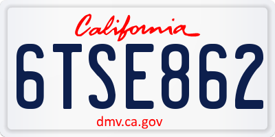 CA license plate 6TSE862