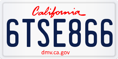 CA license plate 6TSE866