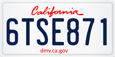 CA license plate 6TSE871