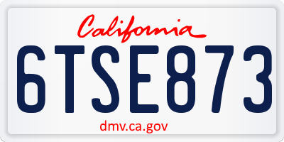 CA license plate 6TSE873