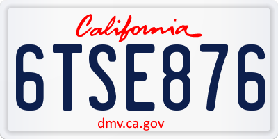 CA license plate 6TSE876