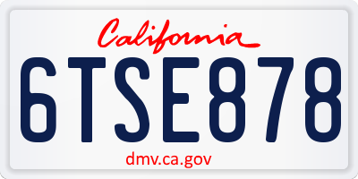 CA license plate 6TSE878