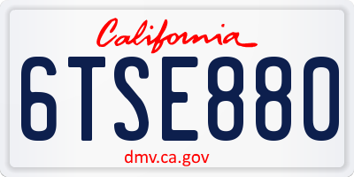 CA license plate 6TSE880