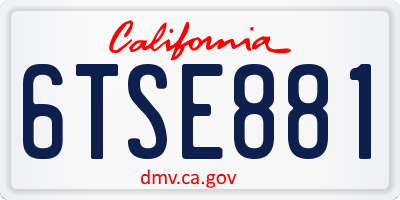 CA license plate 6TSE881
