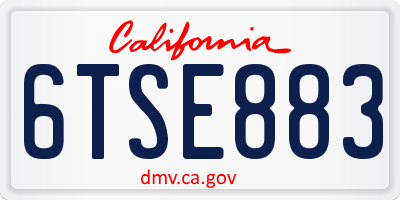 CA license plate 6TSE883
