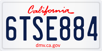 CA license plate 6TSE884