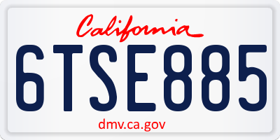 CA license plate 6TSE885