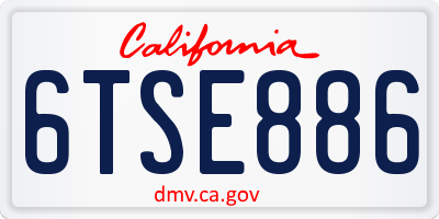 CA license plate 6TSE886