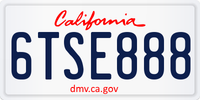 CA license plate 6TSE888