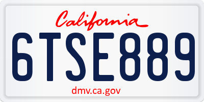 CA license plate 6TSE889
