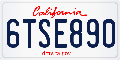 CA license plate 6TSE890