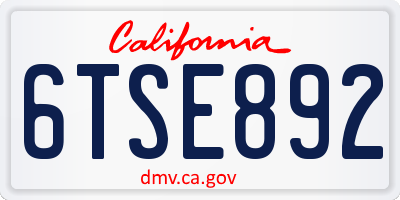 CA license plate 6TSE892