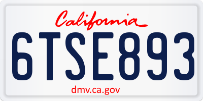 CA license plate 6TSE893