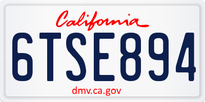 CA license plate 6TSE894
