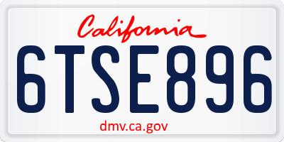 CA license plate 6TSE896