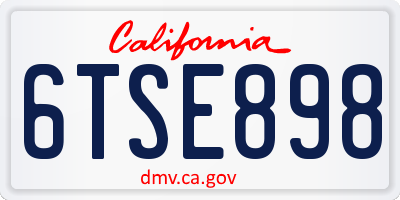 CA license plate 6TSE898
