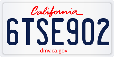 CA license plate 6TSE902