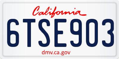 CA license plate 6TSE903