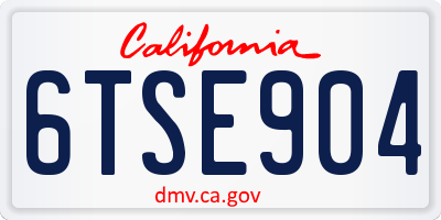 CA license plate 6TSE904