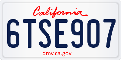 CA license plate 6TSE907