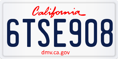 CA license plate 6TSE908