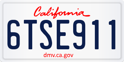 CA license plate 6TSE911