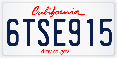 CA license plate 6TSE915