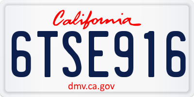 CA license plate 6TSE916