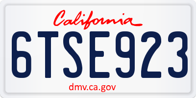 CA license plate 6TSE923