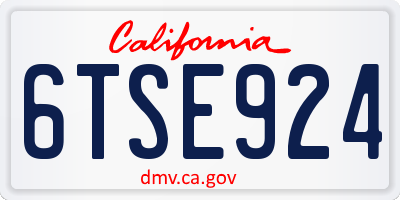 CA license plate 6TSE924