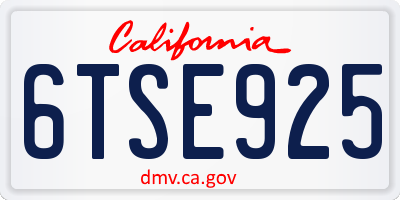 CA license plate 6TSE925