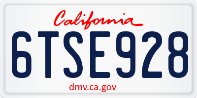CA license plate 6TSE928